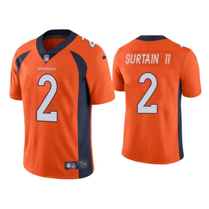 Men's Denver Broncos #2 Patrick Surtain II Orange NFL 2021 Draft Vapor Untouchable Limited Stitched Jersey Men's Denver Broncos #2 Patrick Surtain II Orange NFL 2021 Draft Vapor Untouchable Limited Stitched Jersey